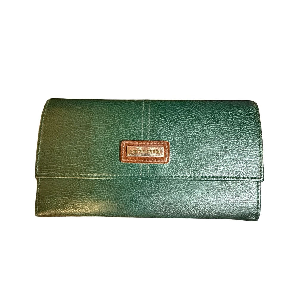 Vintage‎ Liz Claiborne Hunter Green Faux Leather Trifold Wallet Clutch Purse